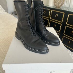 The Row Black Fara Lace Up Biker Boots Excellent condition Sz 6.5